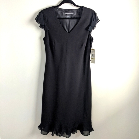 JONES Wear LBD Party Dress with Chiffon Flutter Sleeve 14 Whimsigoth Wednesday - Picture 1 of 9